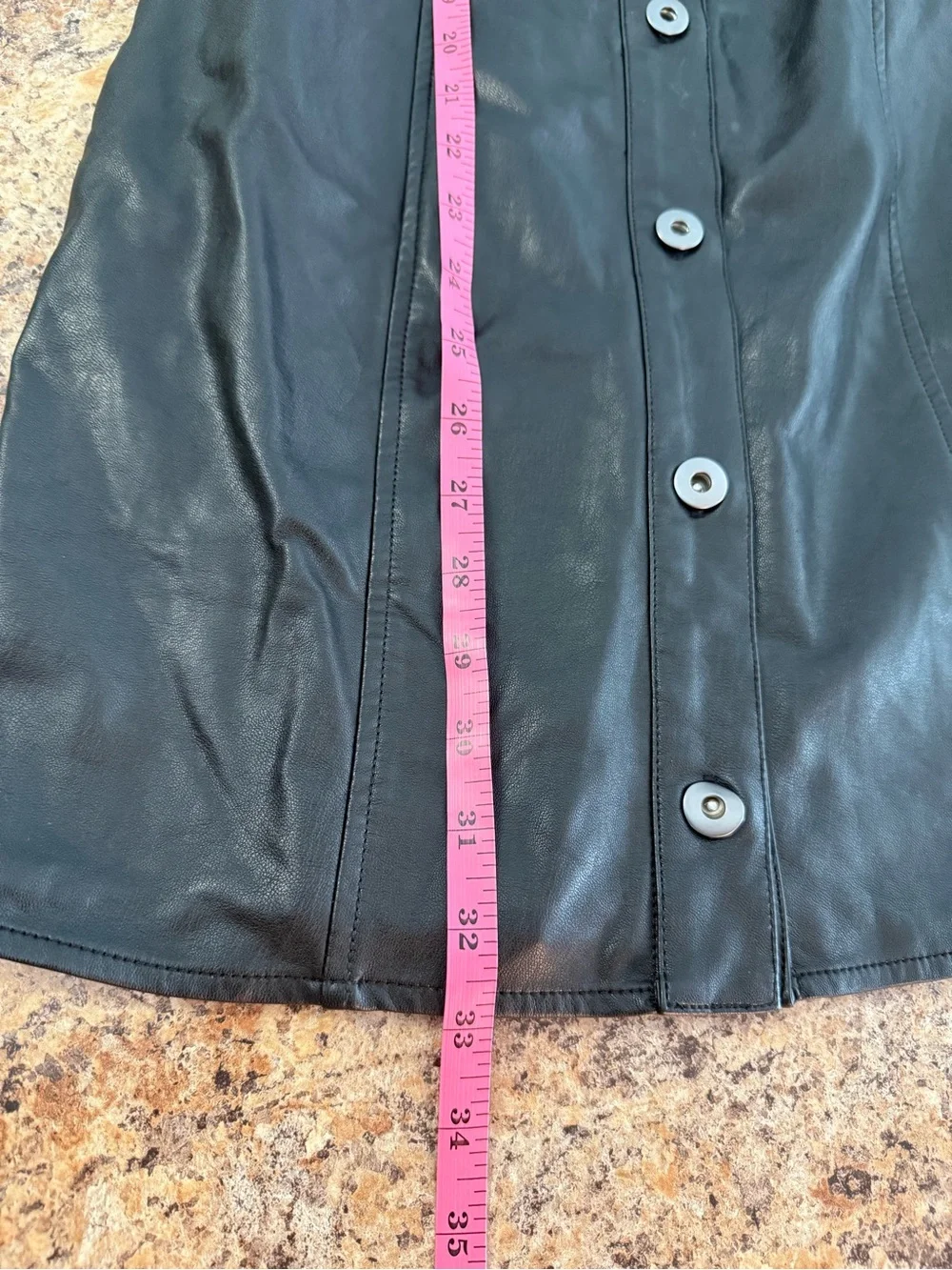 Free People Amber Vegan Leather Button Front Long Sleeve Mini Dress Black Size 4